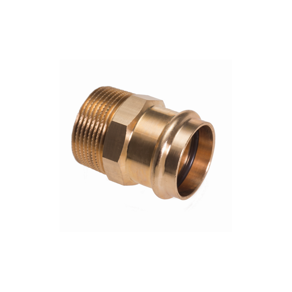 Kupferpress Übergangsnippel mit Pressmuffe 22mmxR 1/2, Rotguss